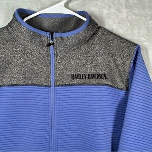 Harley Davidson Women’s Zip Up Jacket 1X Blue Grey Sturgis South Dakota Biking